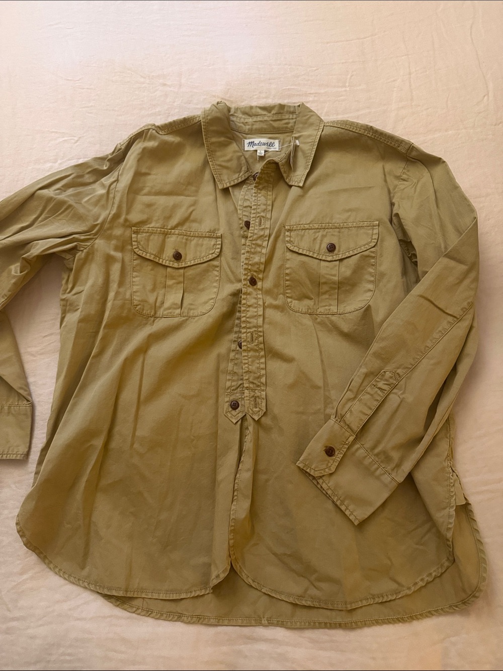 Madewell Women’s Button-Down Casual Shirt — Camel brown Khaki size L